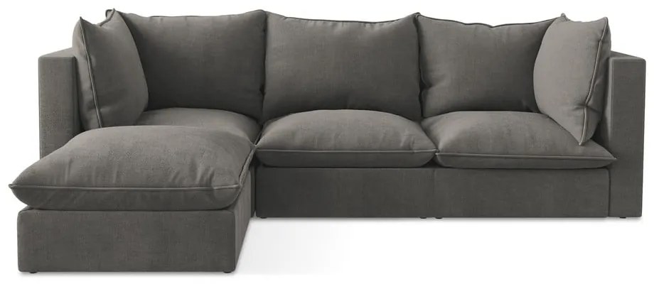 Divano angolare grigio scuro (con penisola a sinistra/con chaise lounge) Manao – Makamii