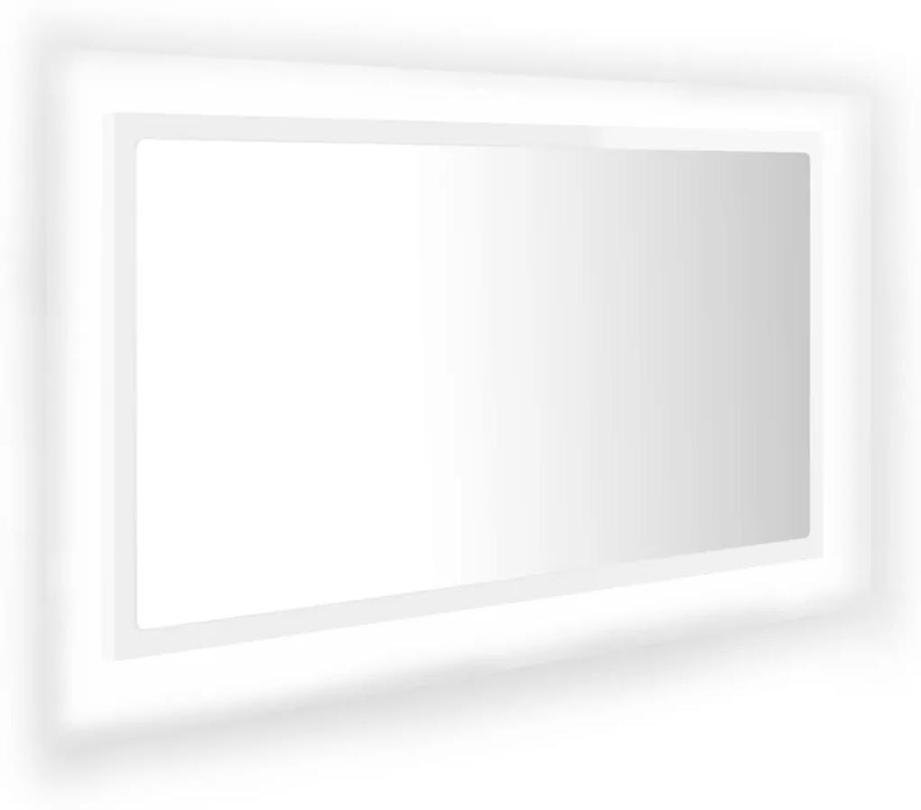 Specchio da bagno led bianco lucido 80x8,5x37 cm in acrilico