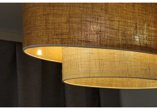 Duolla - Lampadario a sospensione con filo DOUBLE OVAL YUTE 2xE27/15W/230V marrone/color crema