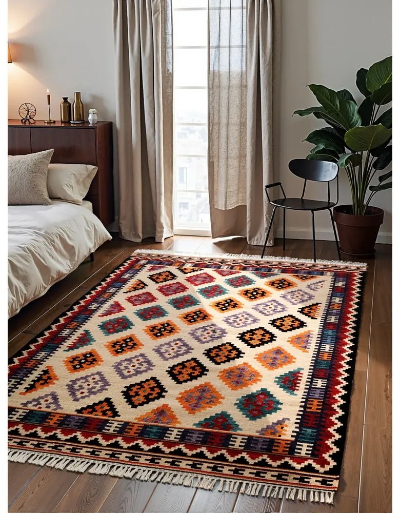 Tappeto rosso in lana reversibile/tessuto a mano 120x170 cm Kamal Kian – Nouristan