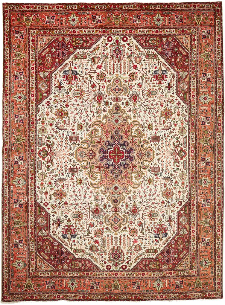 Tabriz Tappeto 330x250 Rosso (Iran) Annodato A Mano