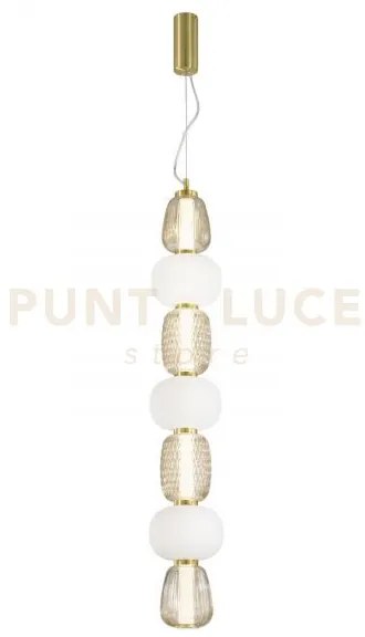 Lampadario a sospensione led totem oro 40w 4000lm 3000k 17x163cm in...