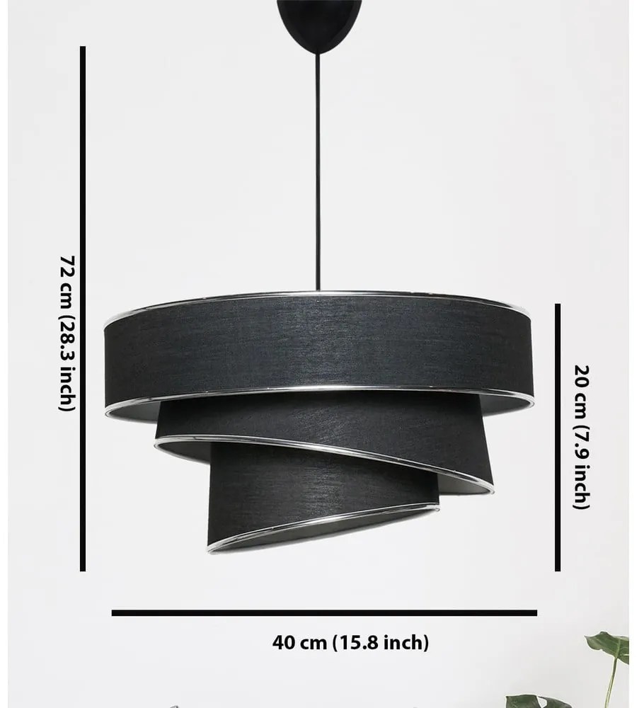 Lampadario nero/argentato con paralume in tessuto ø 40 cm Couper – Opviq lights