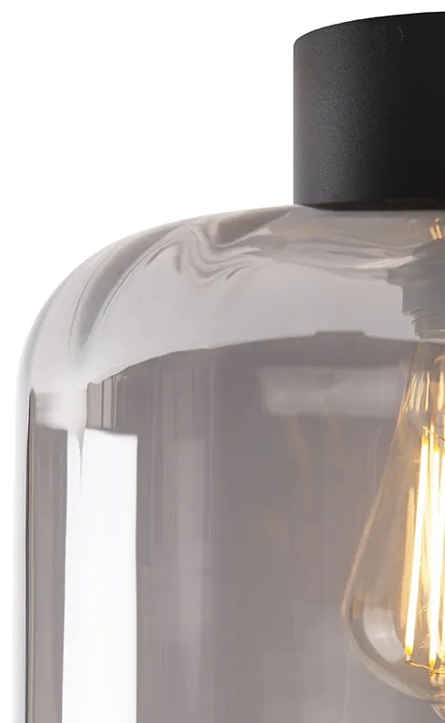 Plafoniera di design nera con vetro fumé - Qara