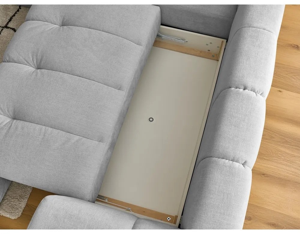 Divano angolare grigio chiaro allungabile e con contenitore (penisola a sinistra/a L) Fuji – Bobochic Paris