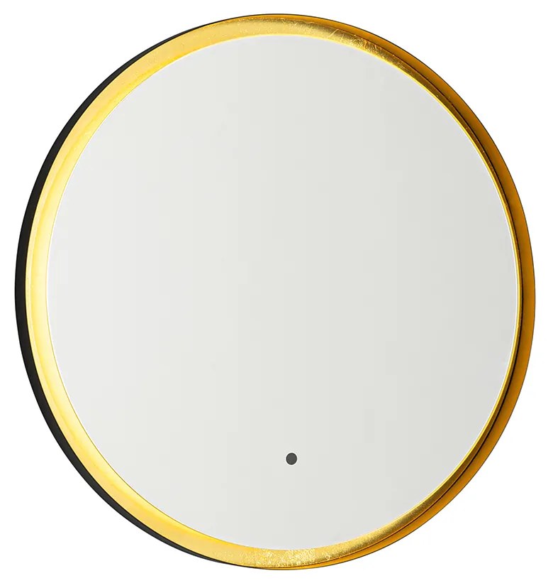 Specchio da bagno nero con oro incl. LED e dimmer touch - Pim
