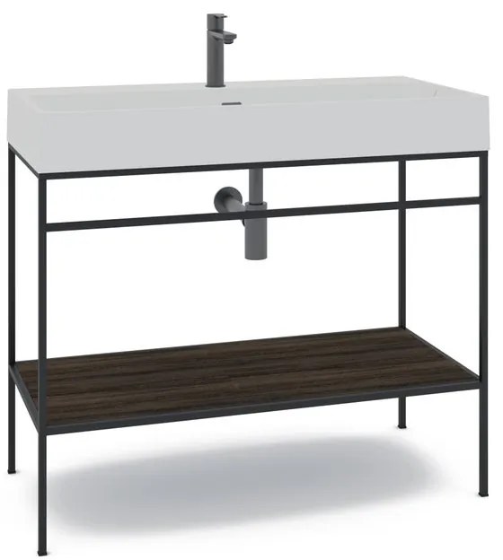 Mobile sottolavabo e lavabo Outline nero L 100 x H 89 x P 45.5 cm 1 vasca