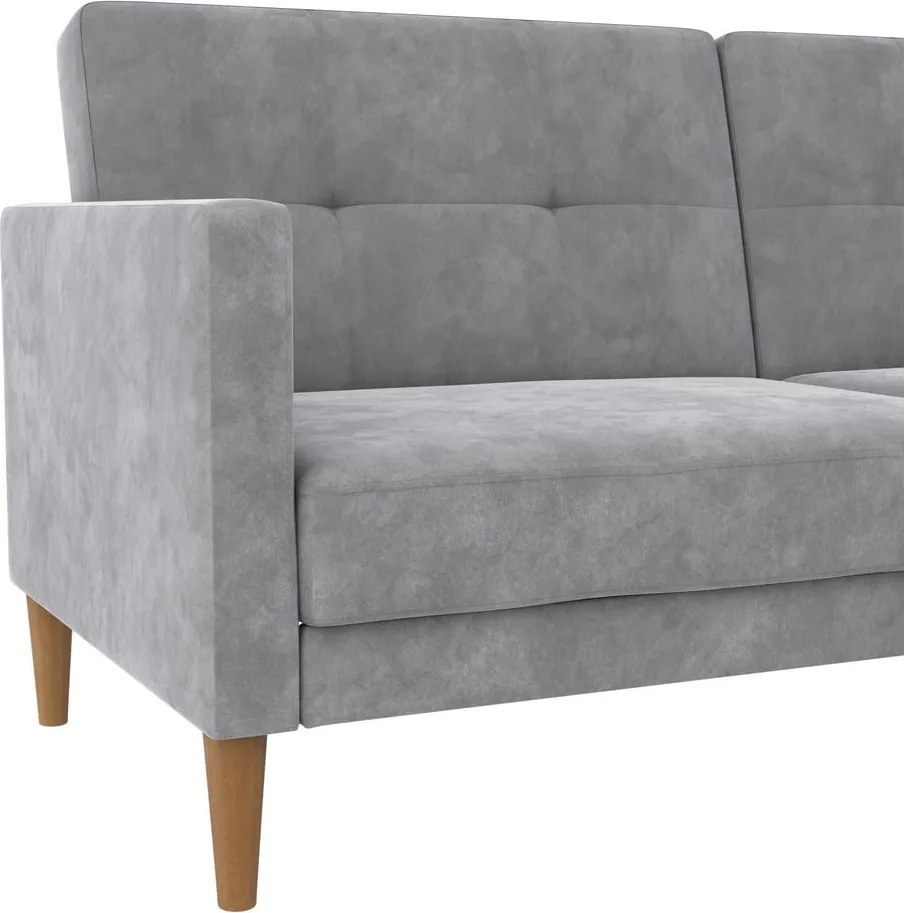 Divano in grigio chiaro allungabile con rivestimento in velluto 207 cm Lilly – Støraa