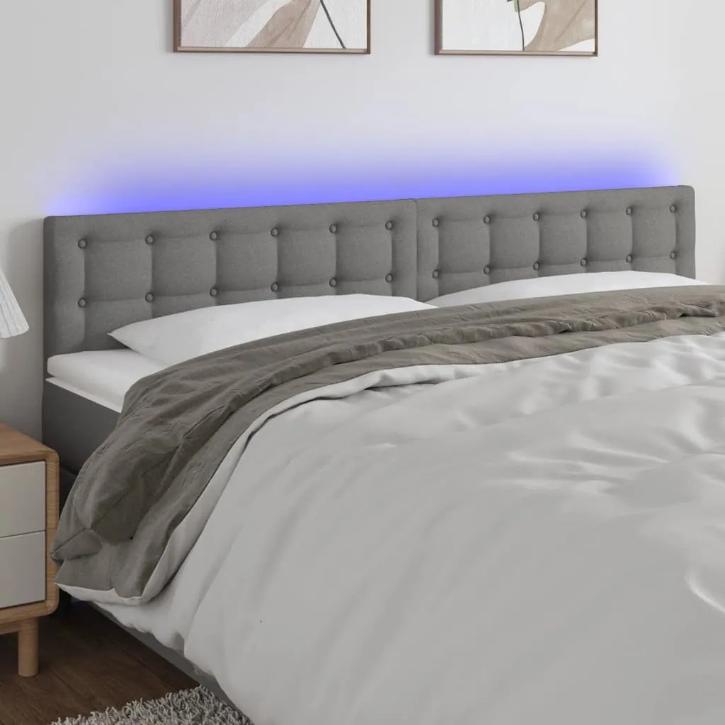 Testiera A Led Grigio Scuro 160x5x78/88 Cm İn Tessuto /