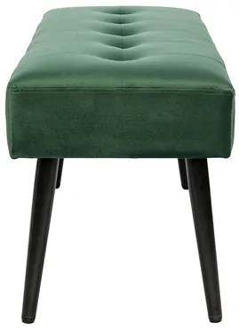 Panca design lavorazione capitonné in tessuto velluto verde scuro e metallo nero L95 cm GUESTA