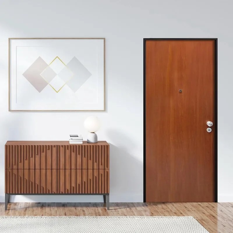 Porta blindata MASTER First L 90 x H 210 cm in melaminico noce, apertura spingere a sinistra, falso telaio incluso