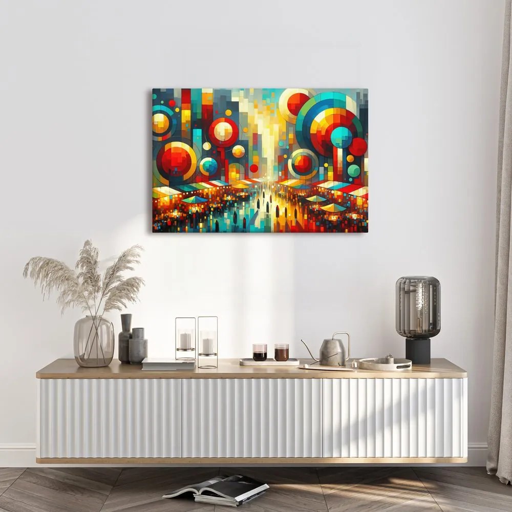 Quadro su tela – Città colorata nei cerchi