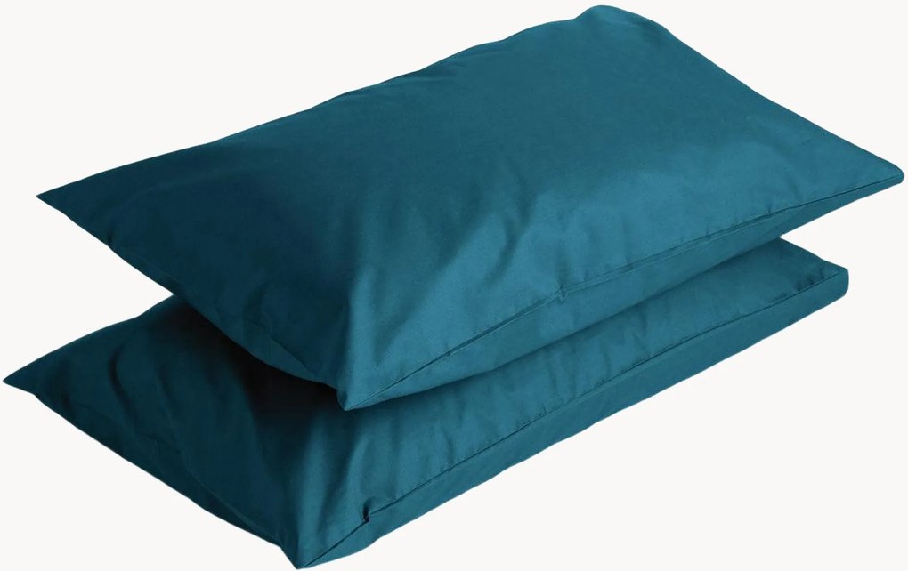 Set di 2 federe in percalle di cotone Petrol Blue