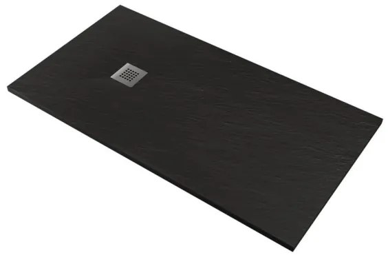 Piatto doccia in mineralmarmo 80x100 cm antracite effetto pietra con griglia e piletta sifonata