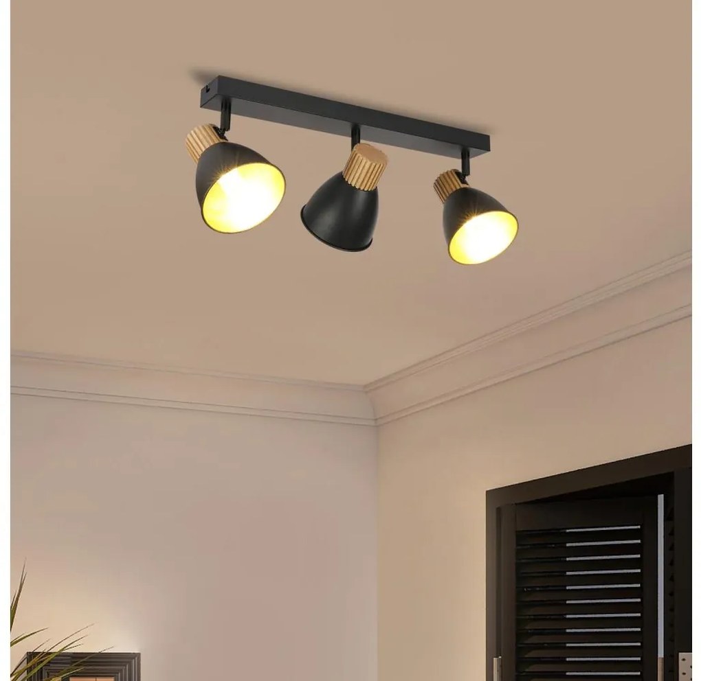 Brilagi - Faretto ODENSE 3xE14/10W/230V legno di caucciù/nero