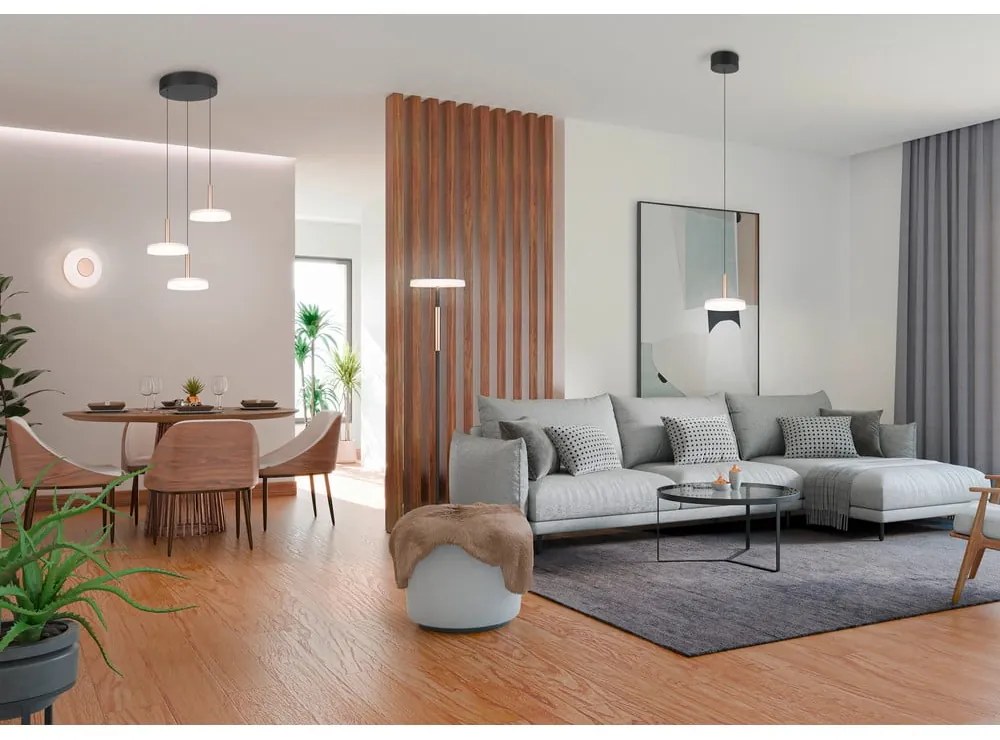 Lampadario a LED dimmerabile in nero, bianco e oro con paralume in vetro ø 35 cm Celeste - Trio