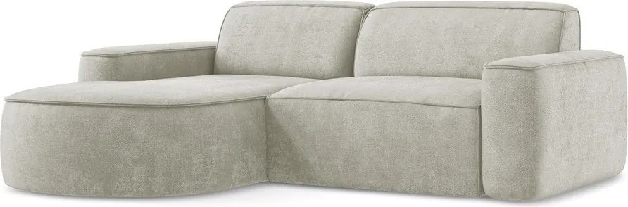 Divano angolare color crema (con penisola a sinistra/con chaise lounge) con rivestimento in ciniglia Omao – Makamii