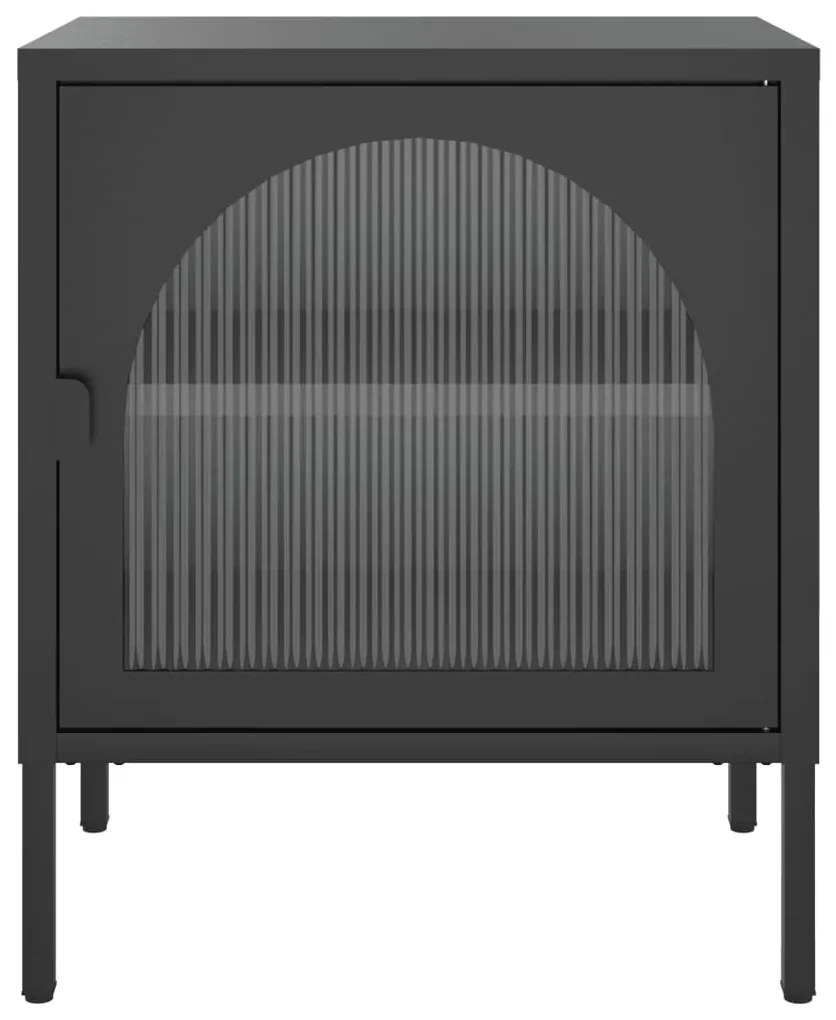 Comodini 2 pz neri 50x35x60 cm in vetro e acciaio