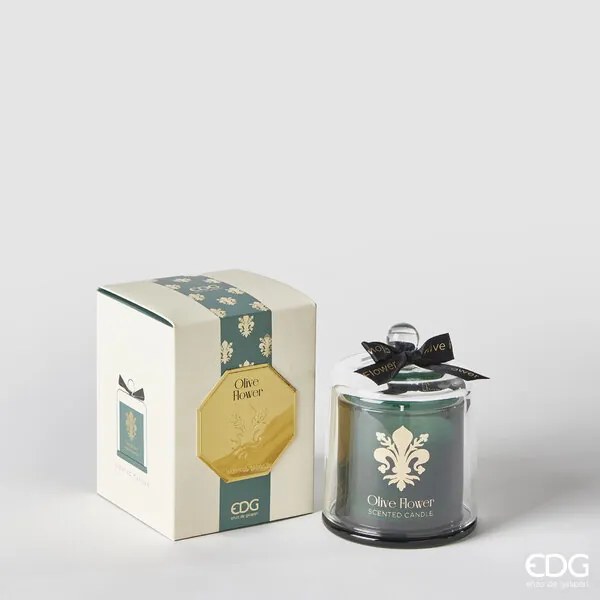 EDG - Candela Profumata GOLDLILY H 13 con cupola vetro Enzo De Gasperi olive flower