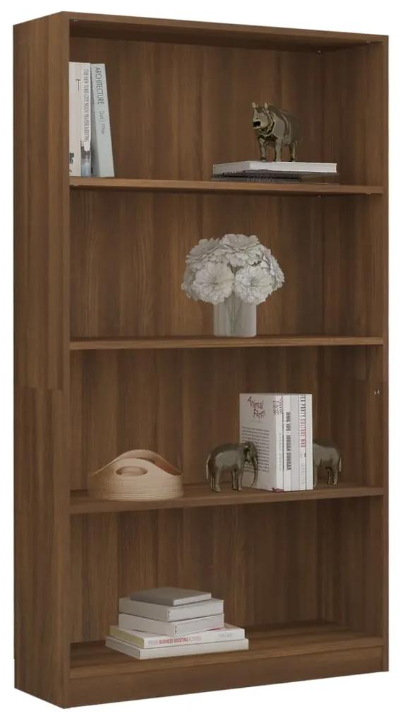 Libreria 4 ripiani rovere marrone 80x24x142cm legno multistrato