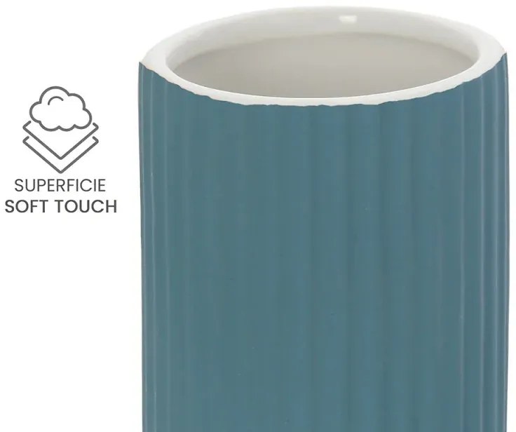 Set accessori bagno 2 pezzi in ceramica blu soft touch Spring