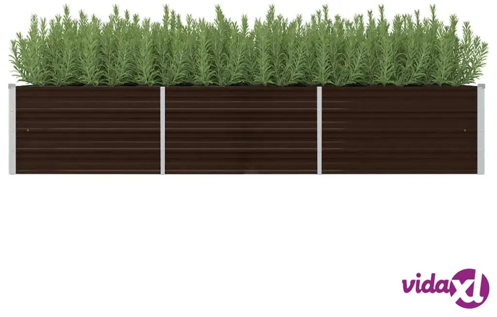 vidaXL Letto Rialzato Giardino Marrone 240x80x45 cm in Acciaio Zincato