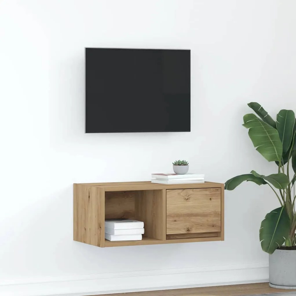 Mobile Tv Rovere Artigianale 60x31x25,5 Cm İn Legno Multistrato /