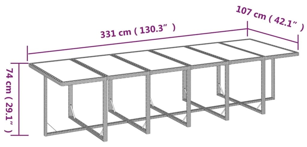 Set da Pranzo per Giardino 17 pz con Cuscini Polyrattan Grigio