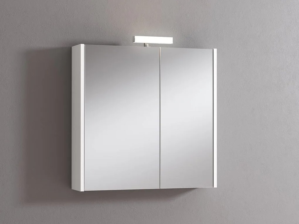 Pensile con luce Akira bianco frassinato L 71.5 x H 70 x P 15.5 cm
