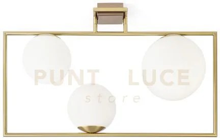 Buble lampadario da soffitto 3 sfere opalino struttura oro spazzola...