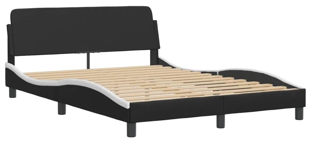 Letto con materasso nero e bianco 140x190 cm in similpelle