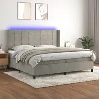 Letto a Molle Materasso e LED Grigio Chiaro 200x200 cm Velluto 3139583