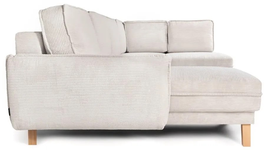 Divano angolare beige allungabile (con penisola a destra/a forma di "U") con rivestimento in velluto a coste Tori – Bonami Selection