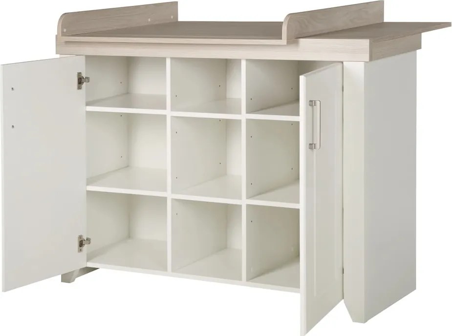 Cassettiera bassa per bambini bianca in olmo con fasciatoio 120x98 cm Felicia - Roba