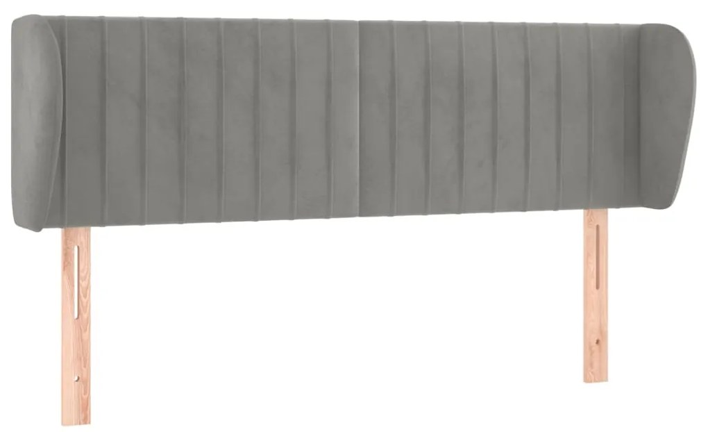 Testiera ad orecchio grigio chiaro 147x23x78/88 cm in velluto