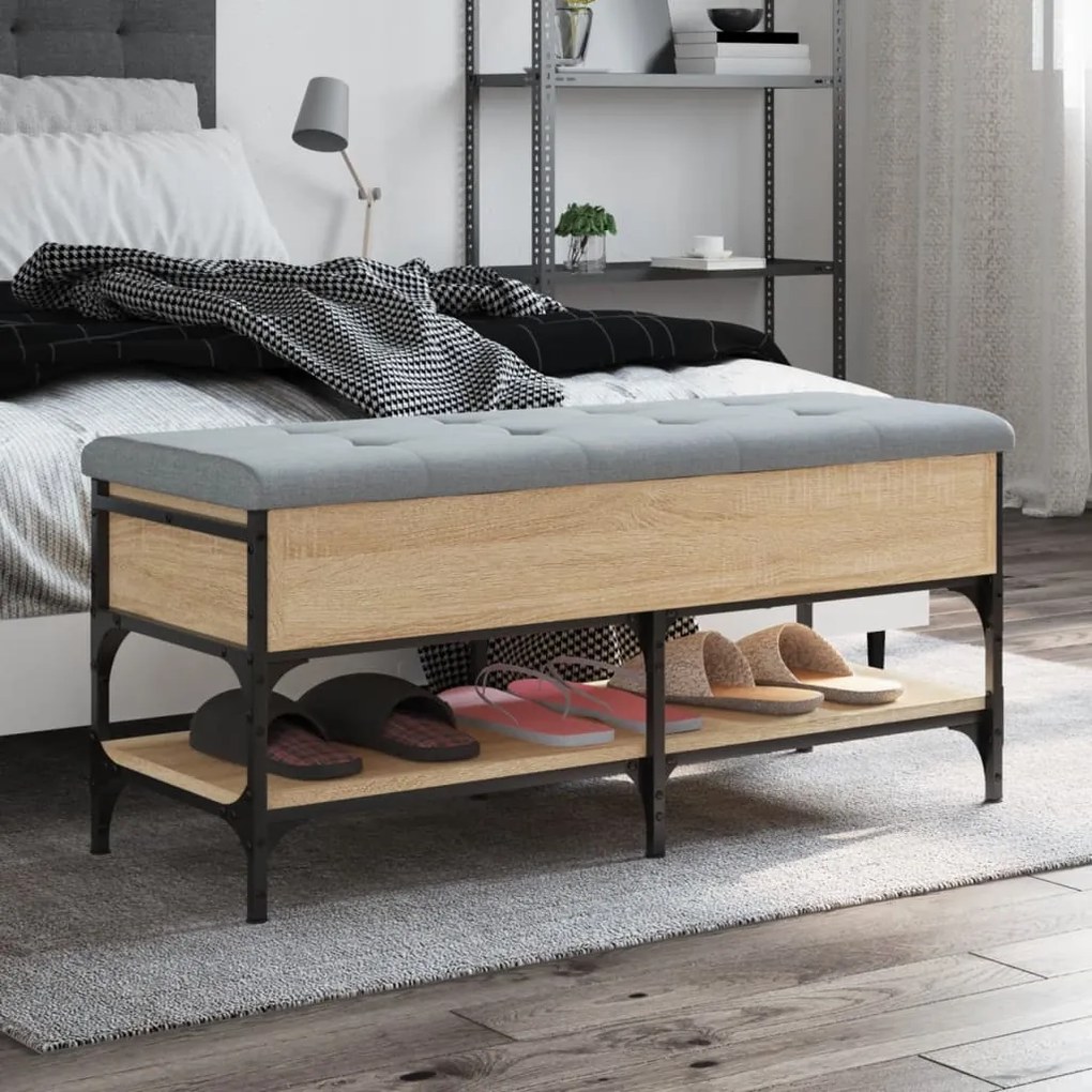 Panca Porta Scarpe Rovere Sonoma 102x42x45 Cm Legno Multistrato /