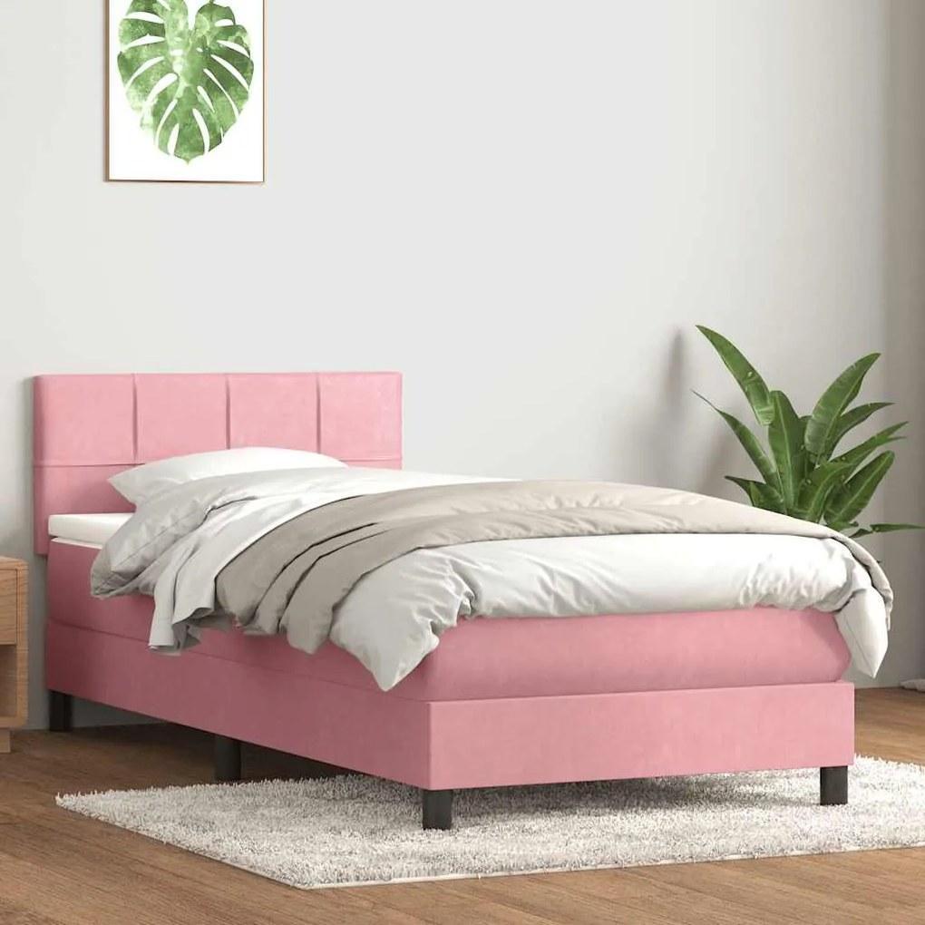 Giroletto A Molle Con Materasso Rosa 90x210 Cm Velluto /