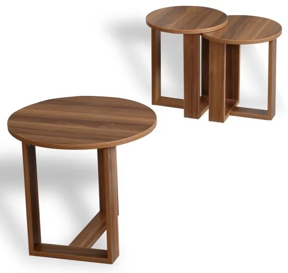 SET 3x Tavolino MIRA marrone
