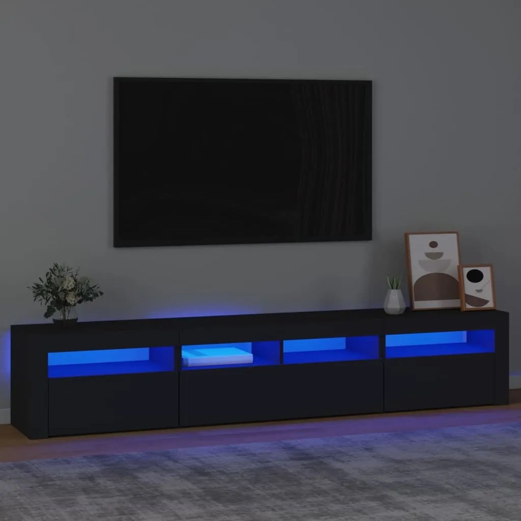 Mobile Porta Tv Con Luci Led Nero 210x35x40 Cm /