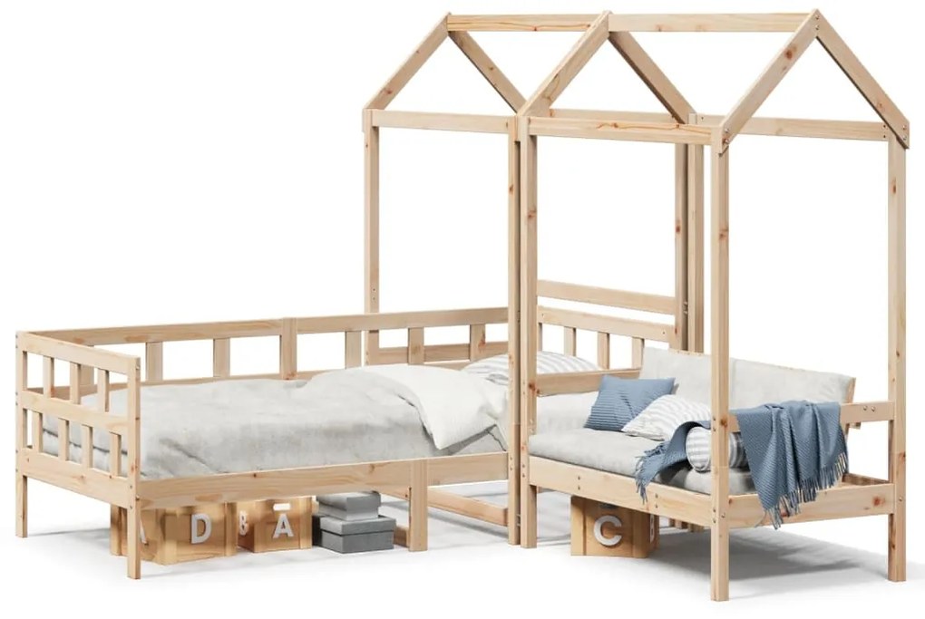 Set Dormeuse Con Tetto 90x200cm Legno Massello Di Pino /
