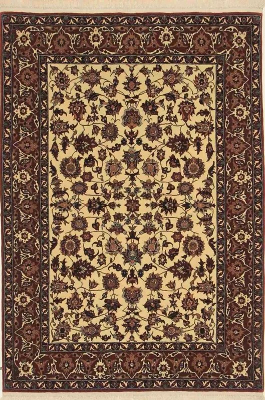 Isfahan Tappeto persiano 110 x 150 Beige (Iran) Annodato A Mano