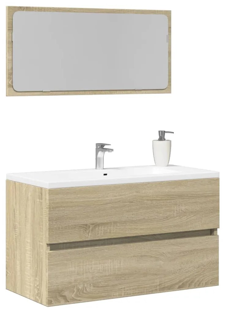 Mobile Da Bagno Con Specchio Rovere Sonoma 80x38,5x45 Cm /