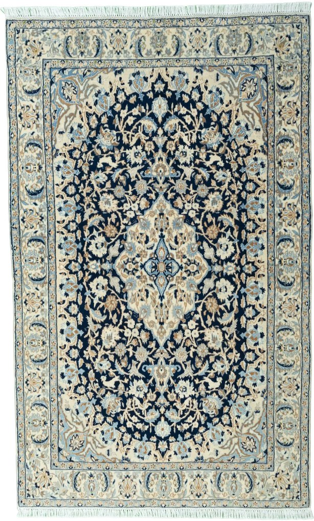 Nain Tappeto 200x120 Blu (Iran) Annodato A Mano