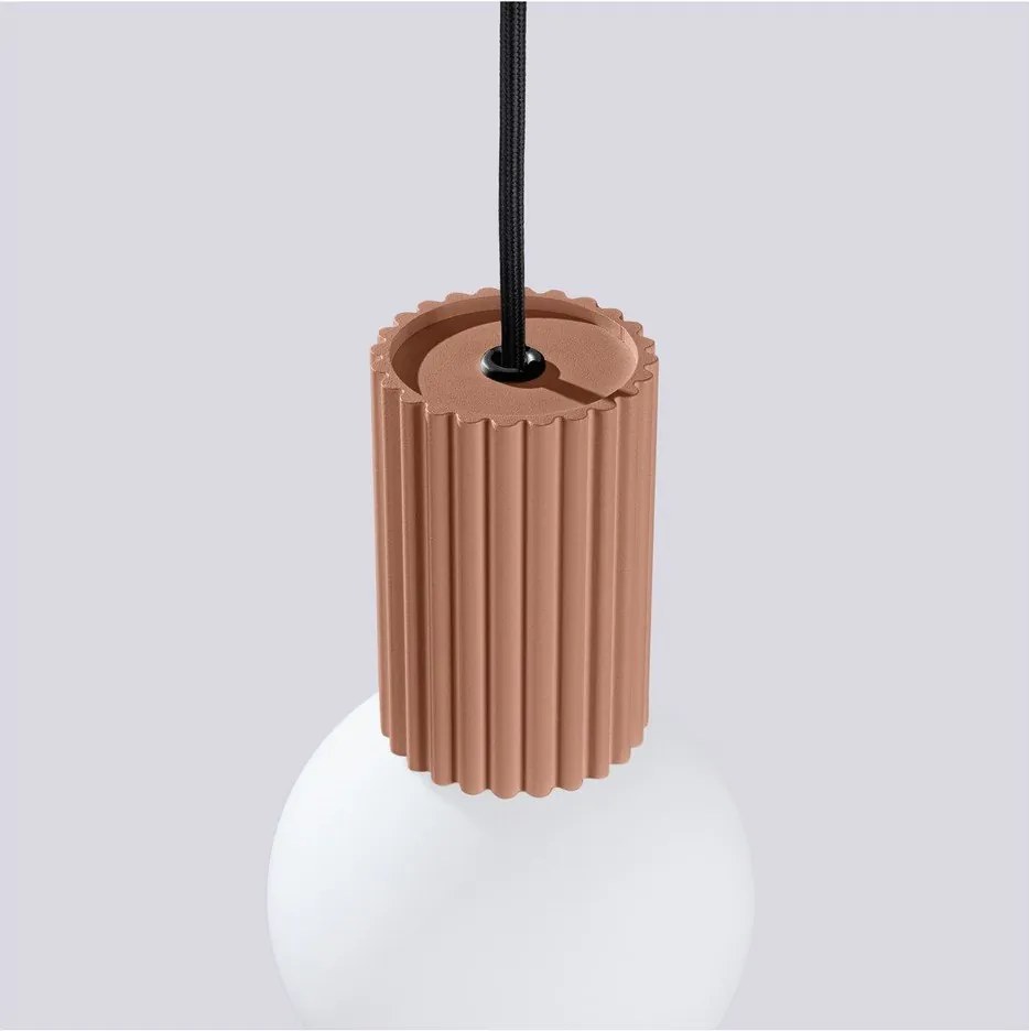 Lampadario marrone chiaro con paralume in vetro ø 12 cm Orbital – Sollux