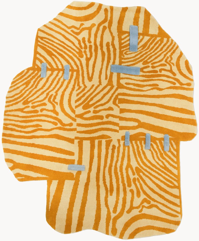 Tappeto in lana annodato a mano con effetto alto-basso Patch