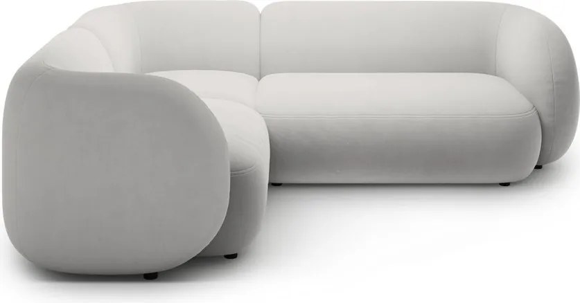 Divano angolare grigio chiaro (con penisola a sinistra/a L) con rivestimento in velluto Kate – Micadoni