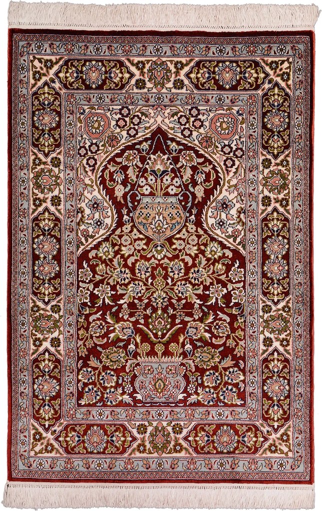 Hereke Tappeto 90 x 60 Rosso (Cina) Annodato A Mano