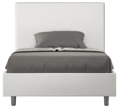 Letto una piazza e mezza senza rete imbottito 120x210 similpelle bianco Focus