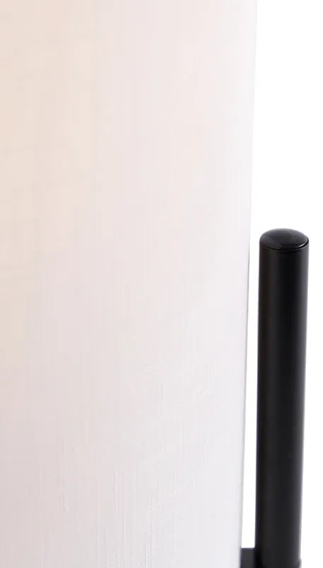 Lampada da tavolo moderna nera con paralume in lino bianco - Rich