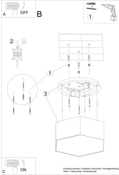 Sollux SL.1061 - Plafoniera SUNDE 2xE27/60W/230V 15,5 cm nera
